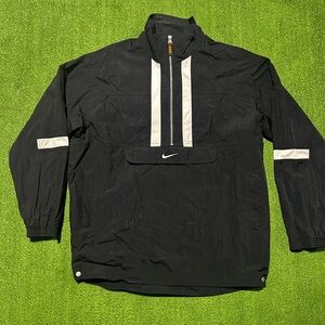 Vintage Nike Jacket Mens L Black Windbreaker Anorak 1/2 Zip 90s Center Swoosh